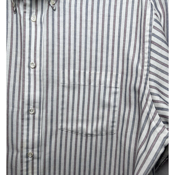 Barrington Men’s Button Down Oxford Shirt Short Sleeve Striped Size 17 - Picture 7 of 9
